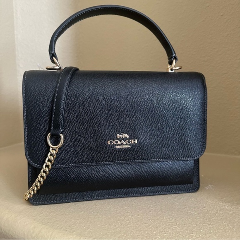 New Coach Klare Top Handle Bag Elegant Black Leather Handbag